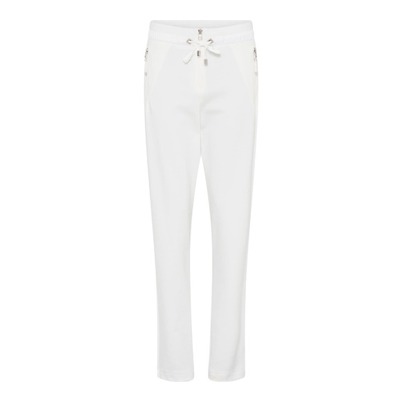 Women's White Pull On Casual Pants Size 16 Athleisure Zip Up NWT I'CONA - Picture 1 of 5